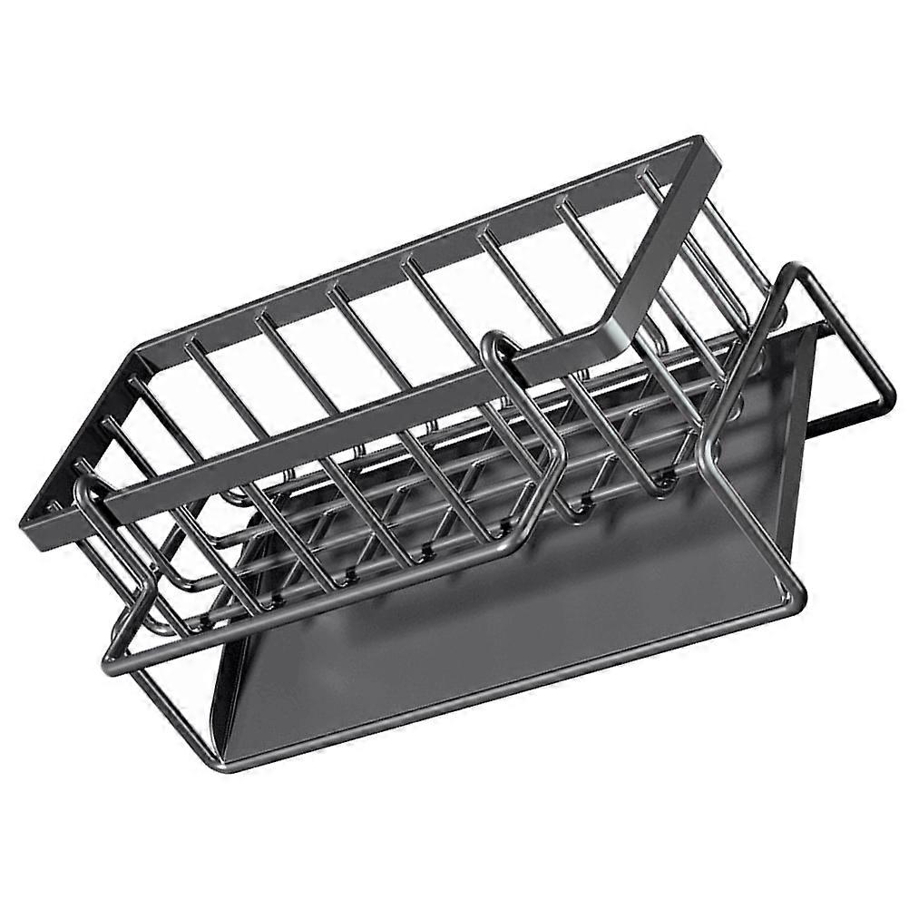 Kitchen Sponge Holder Rack For Kitchen Accessories Dark Grey Material Rectangular Shape 1Pack Organizing