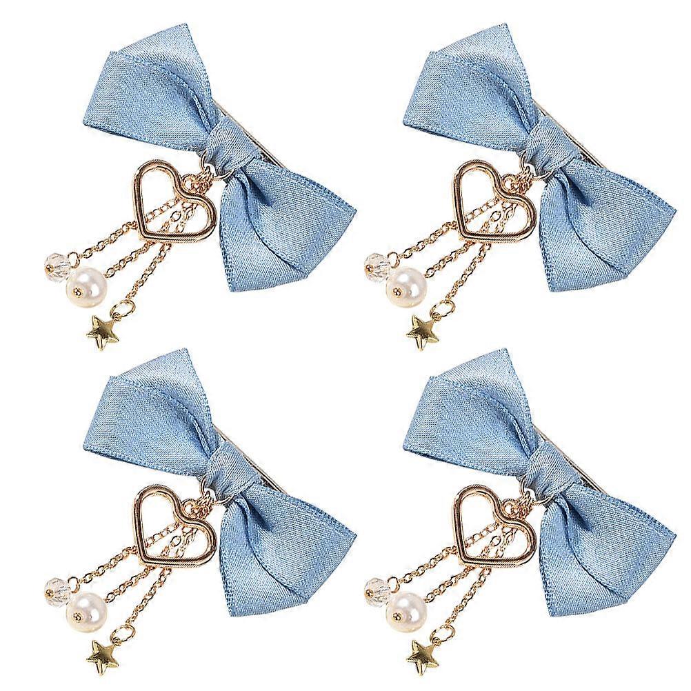 Bowknot Hairpin 4Pcs For Women In Sky-Blue Color With Elegant Fashion Accessory Design For Holiday Party