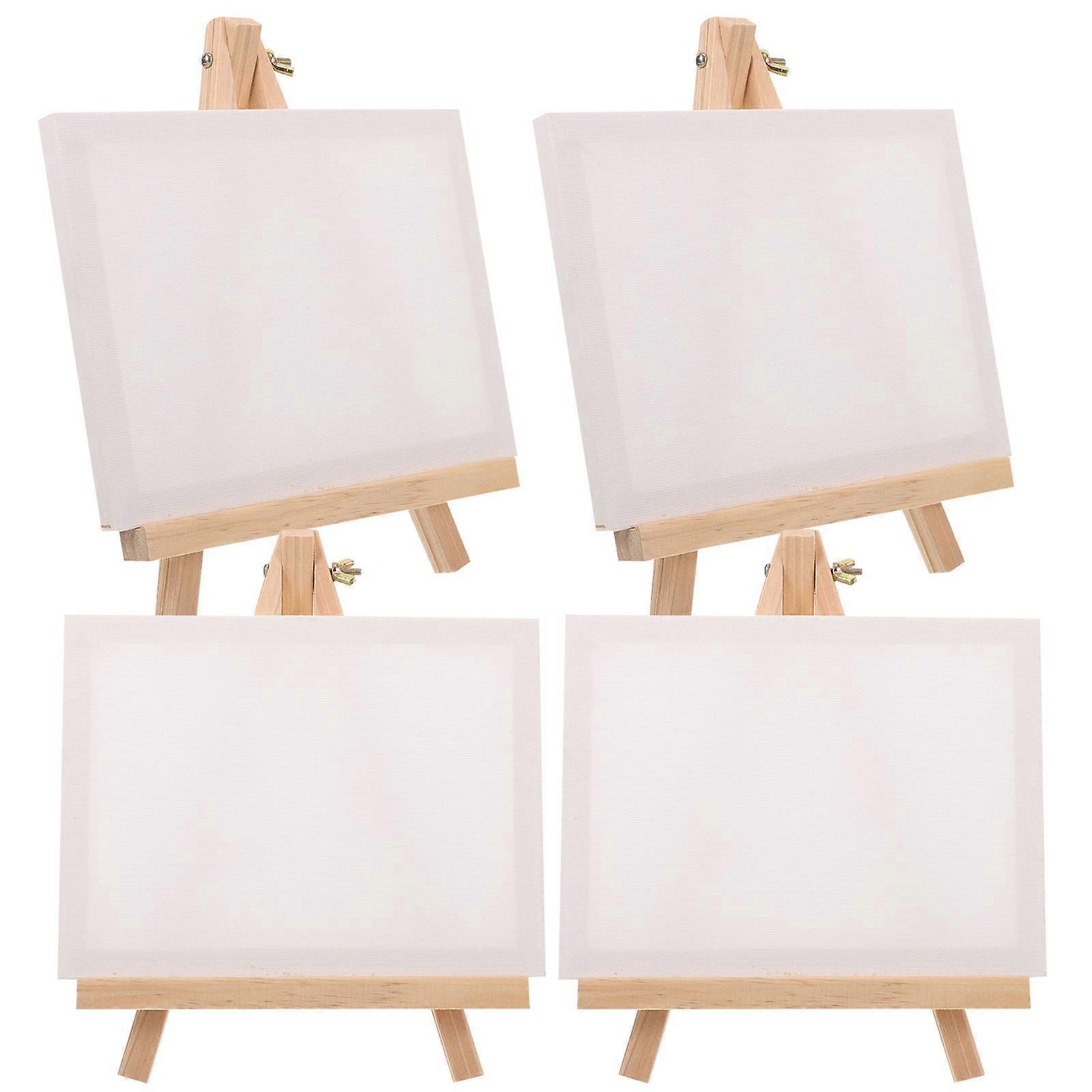 Wooden Easel Set with Multi-colored Canvas Boards for Kids DIY Painting Crafts 4 Sets