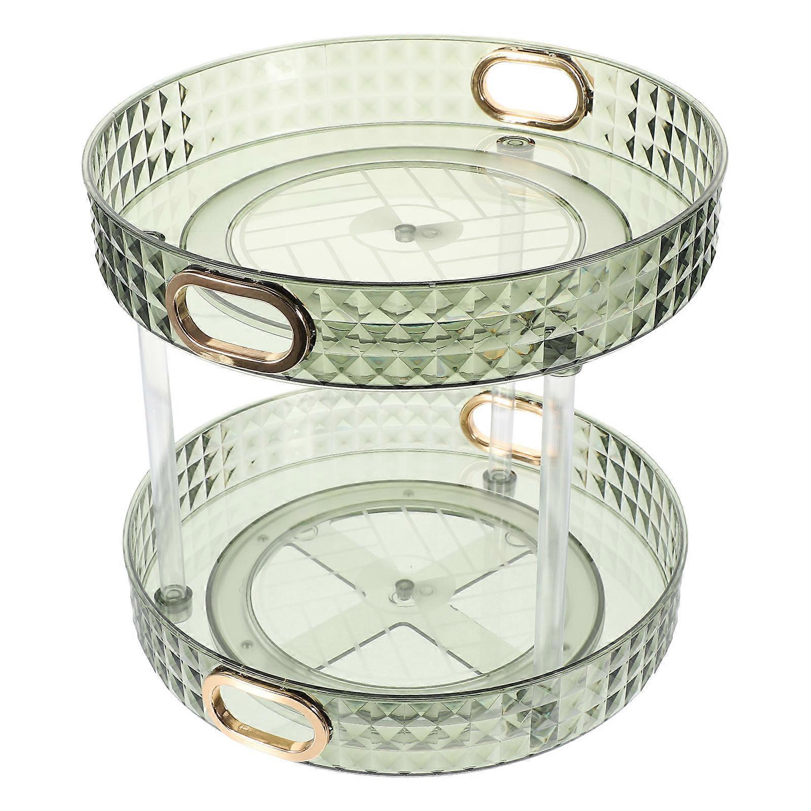 Round Rotating Storage Rack For Cosmetics Bathroom Use Double Layer Design 1Pack