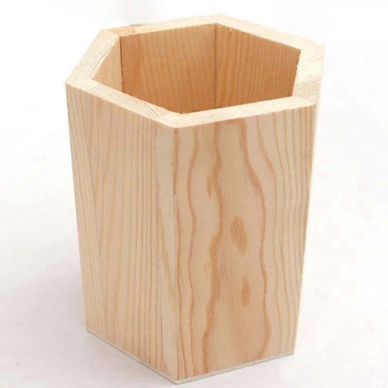 Wooden Desk Organizer Pencil Holder Multifunctional Office Accessory Stylish Simple Design Color H02