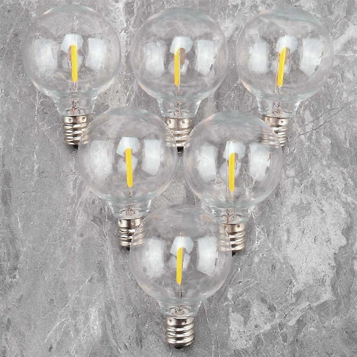 6Pcs G40 Bulbs,E12 Screw Base LED Globe Bulbs for Solar String Lights