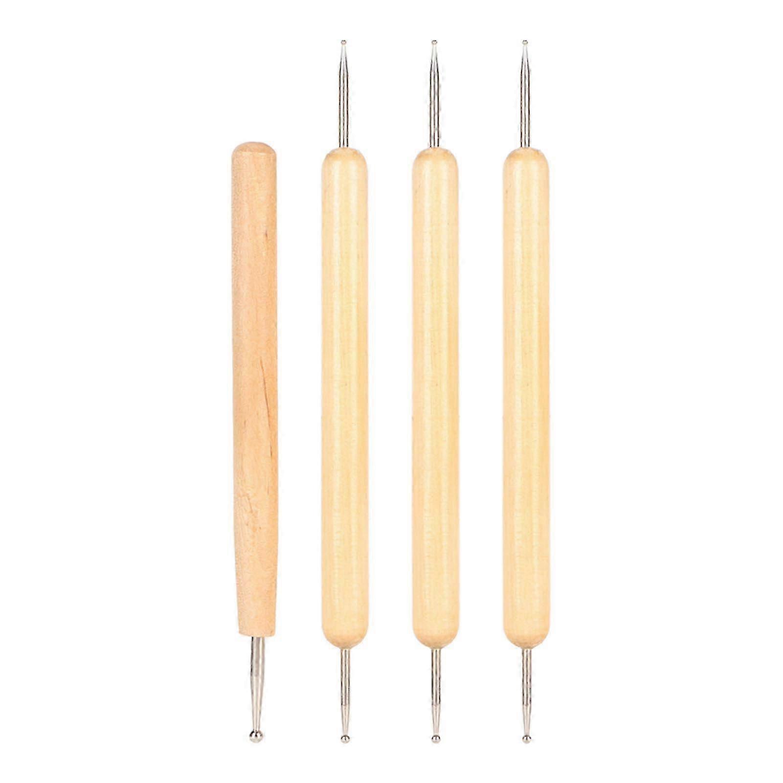 2025 4pcs Indentation Pen Stainless Steel Tracing Dotting Stylus with Beech Handle for Painting Engraving Embossing Art