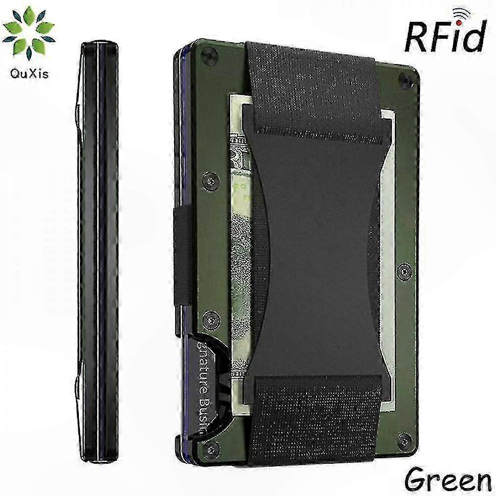 محفظة ألومنيوم ضئيلة للرجال - حامل بطاقة من ألياف الكربون RFID مع علبة معدنية