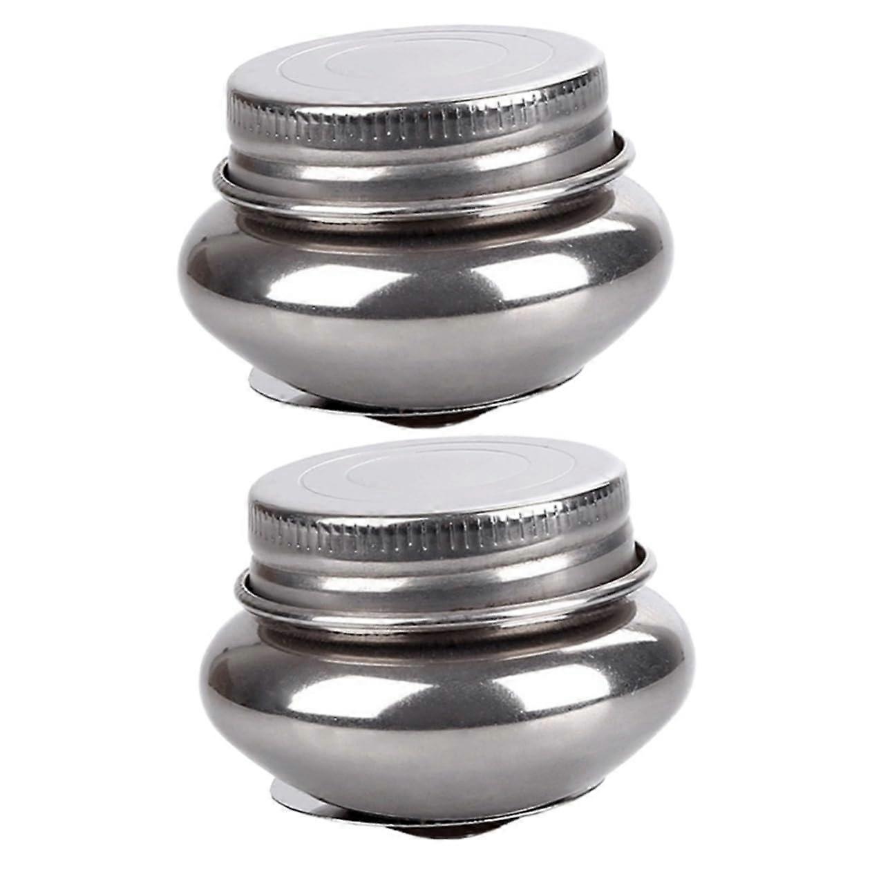 Set of 2 Stainless Steel Painting Tool Container for Brush Cleaning Bucket