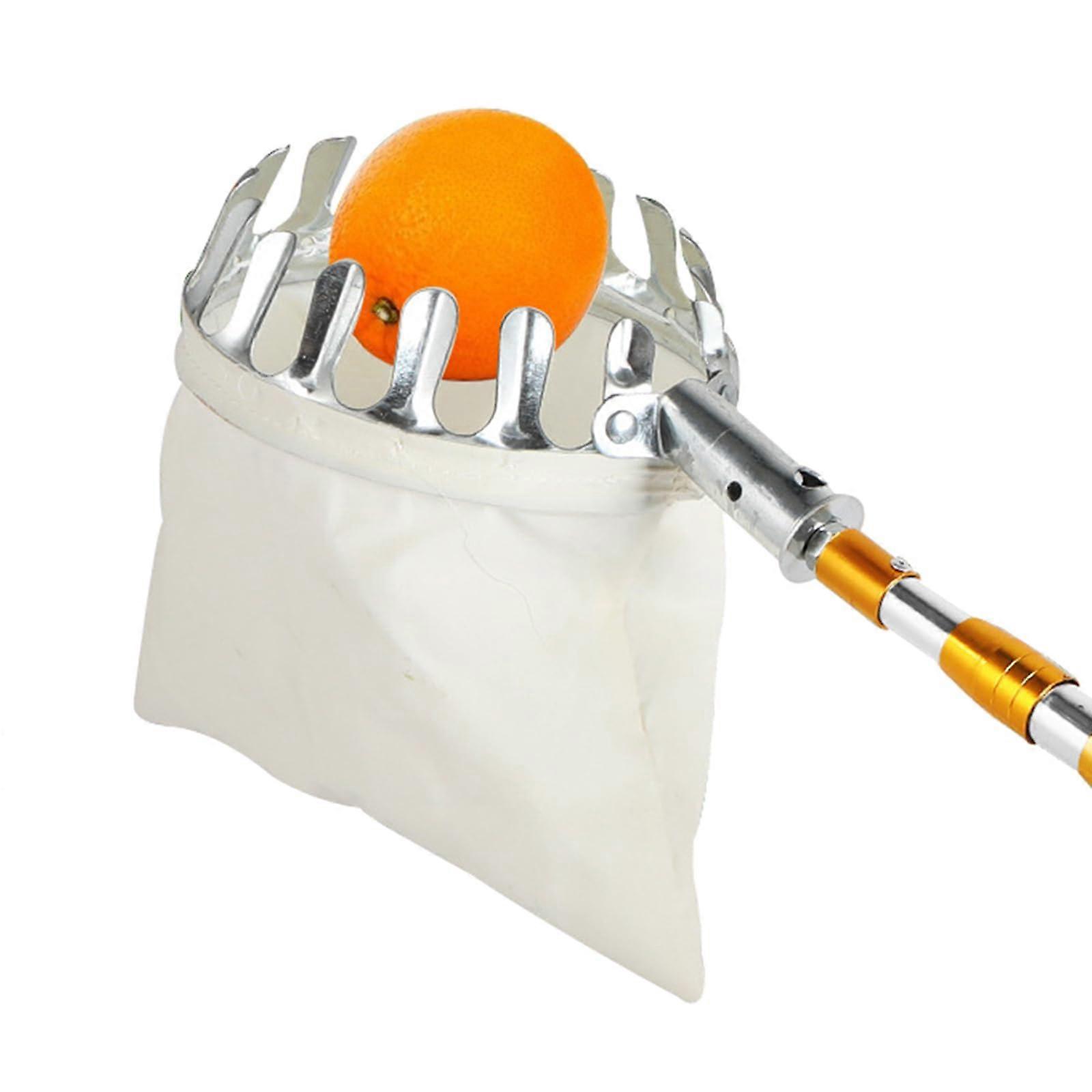 Fruit Picker Telescopic Handle Stainless Steel With Fabric Bag 16 cm Fruit Collector For Apples, Cherries, Easy Harvest