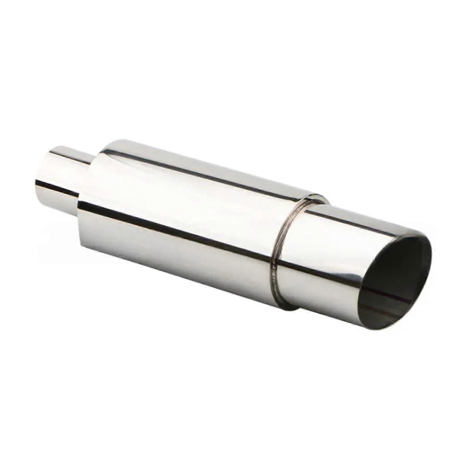 Universal Straight Drum-Shaped Stainless Steel Exhaust Muffler Long Car Exhaust Pipe Blue Tip Rear Exit End Pipe