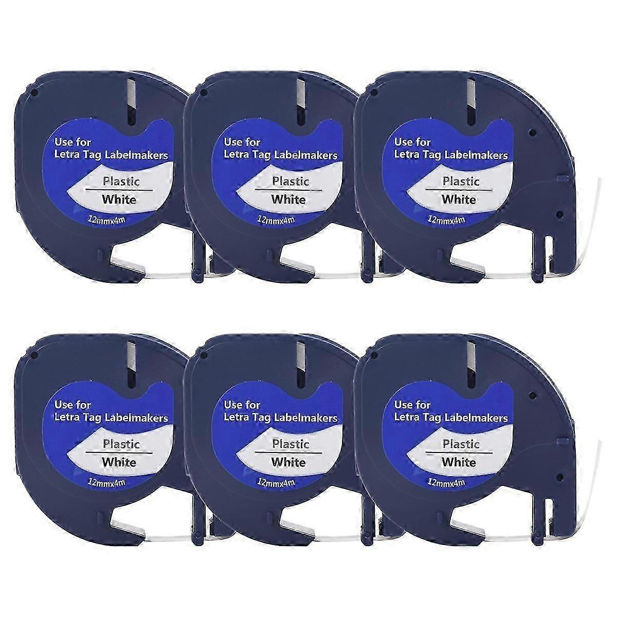 6Pcs LetraTag Refills Label Tapes Label Maker for 91331White 4M x 12mm Label Printer for Label Make
