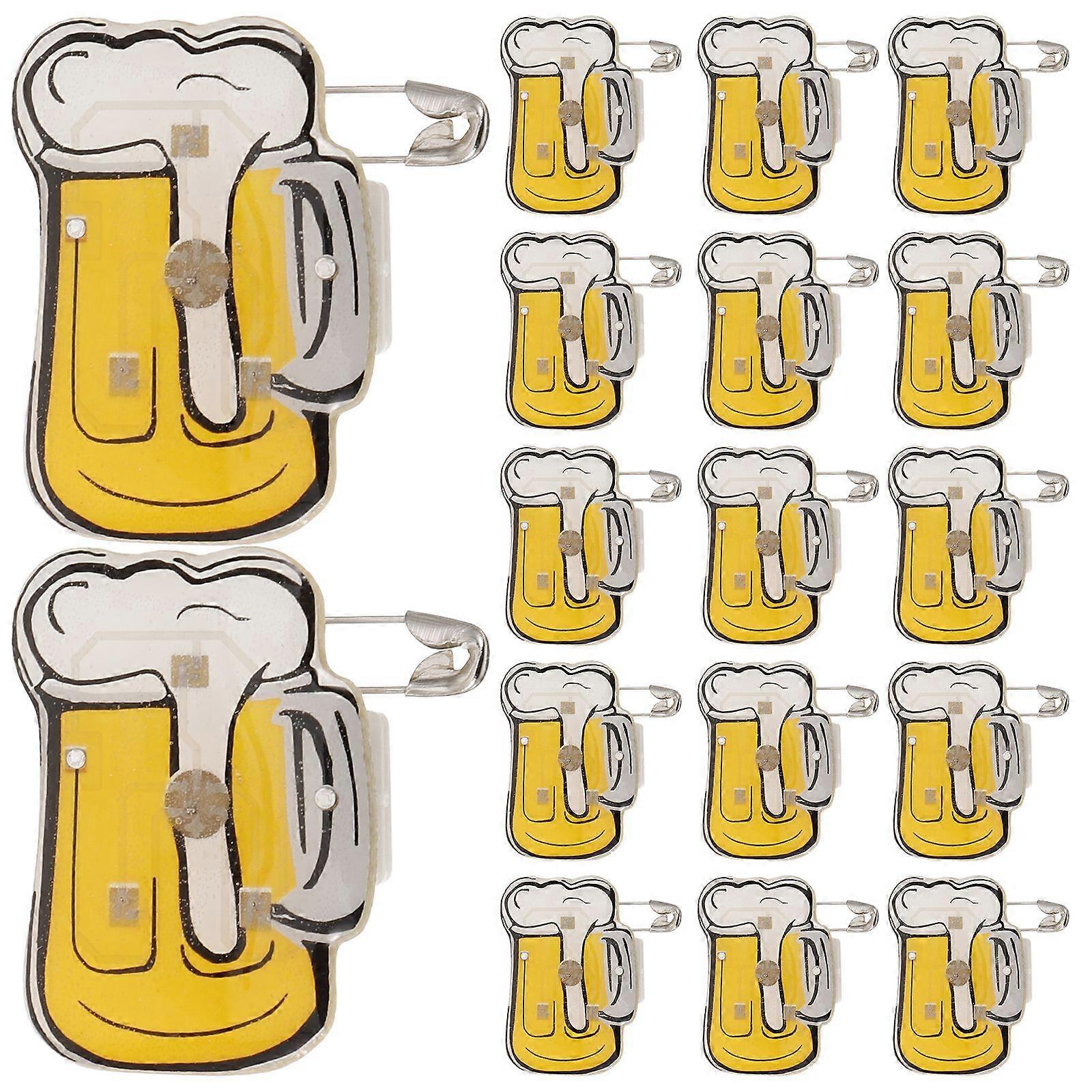 25pcs Cartoon Beer Mug Flashing LED Light Up Badge Brooch Party KTV Bar Favors