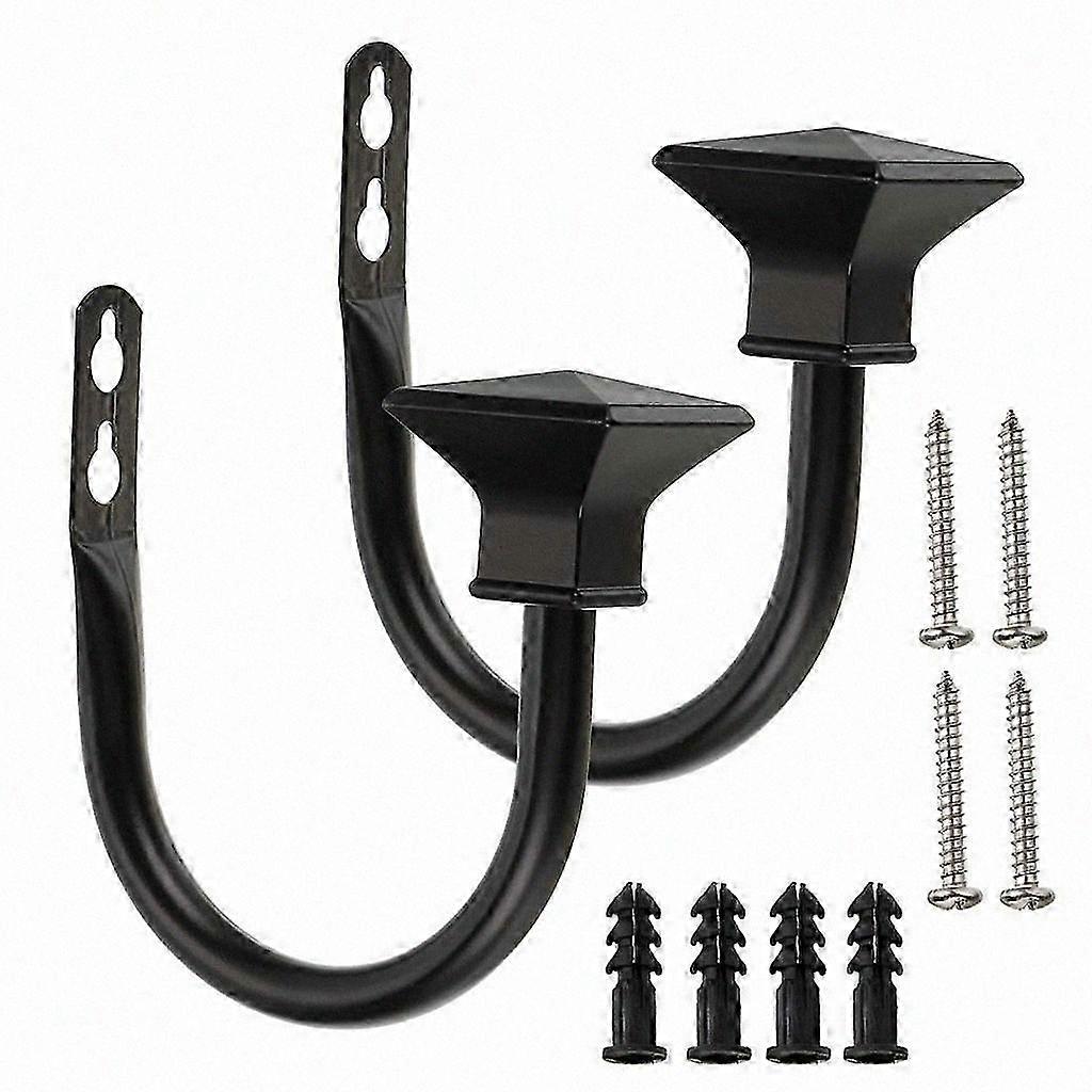 Set of 2 Square Metal Decorative Curtain Hold Backs, Wall Mounted Window Drapery Tiebacks for Bedro