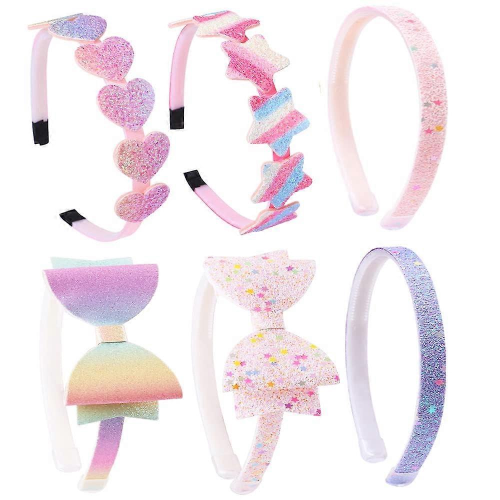 6 Pack Girls Bow Headbands Glitter Kids Headband Heart Star Hairband for Toddlers Teens 6 Pack: Mix Set01