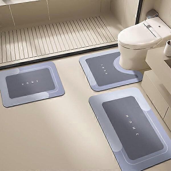Bath mat set, 3 pieces, blue polyester material