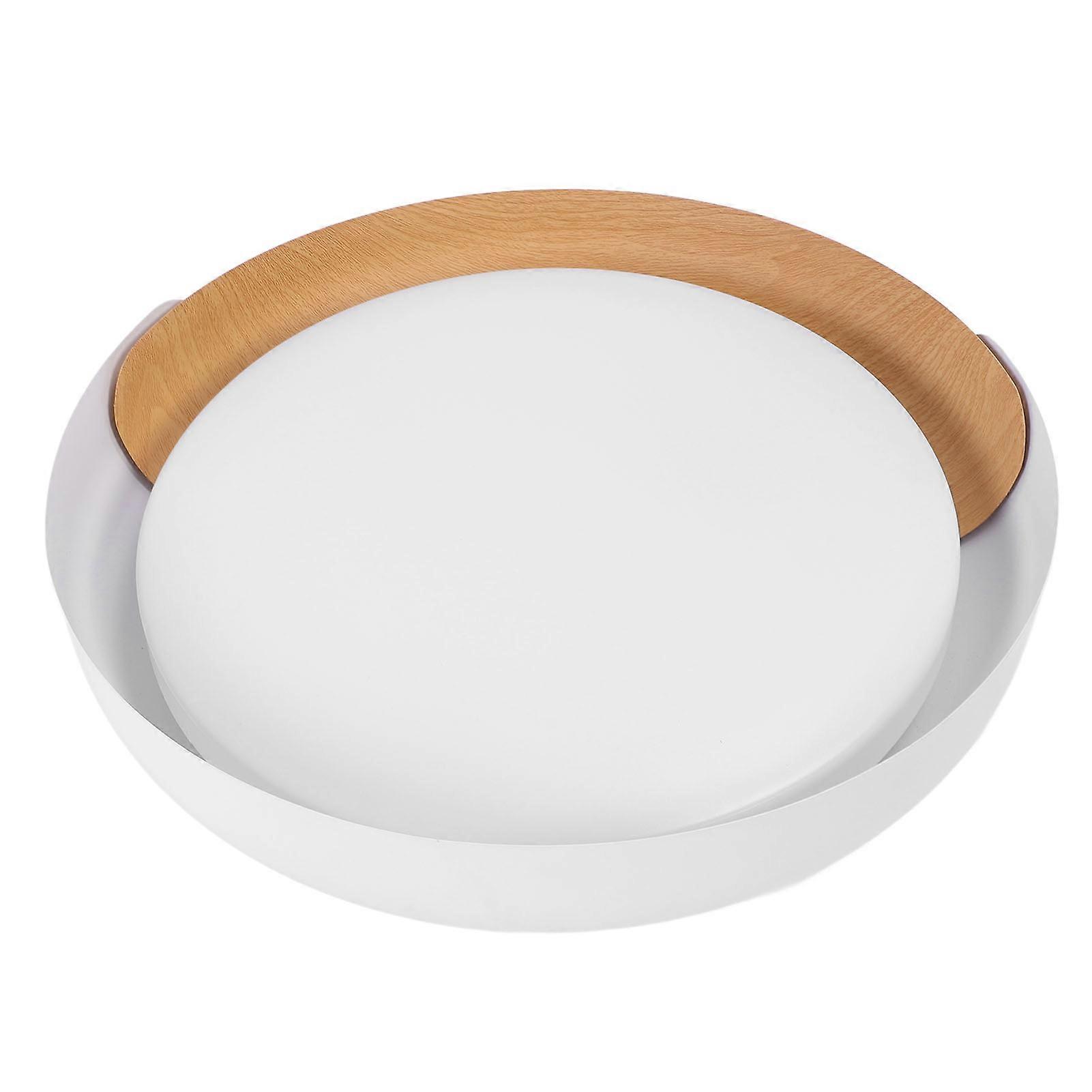 Round Flush Mount Ceiling Light Wood Grain, Remote & APP Control