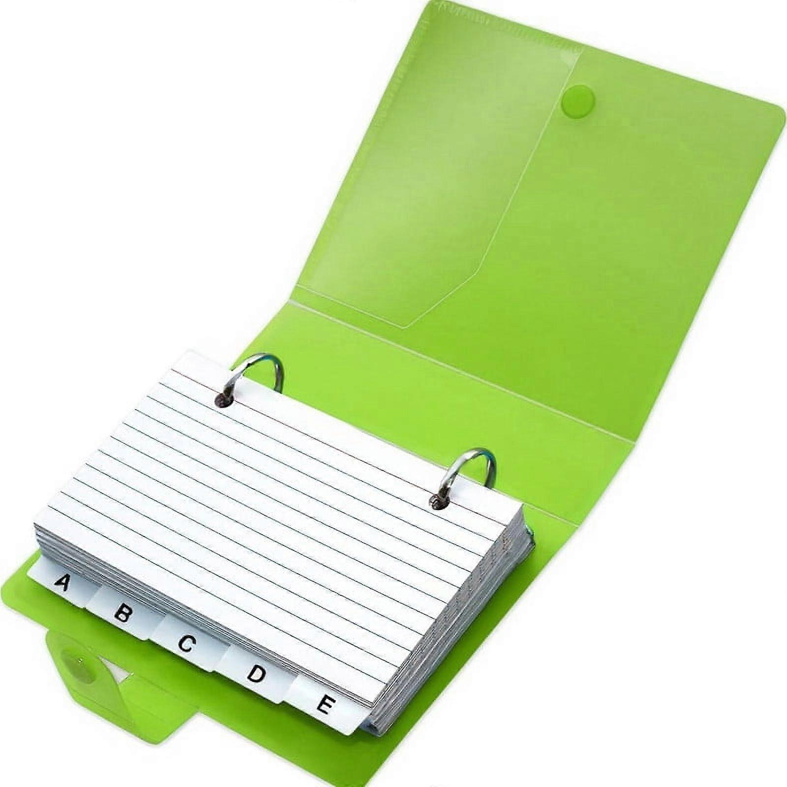 Note Index Cards 3x5 with Rings Binder Holder and Diiders,100 Ruled Card(Green)