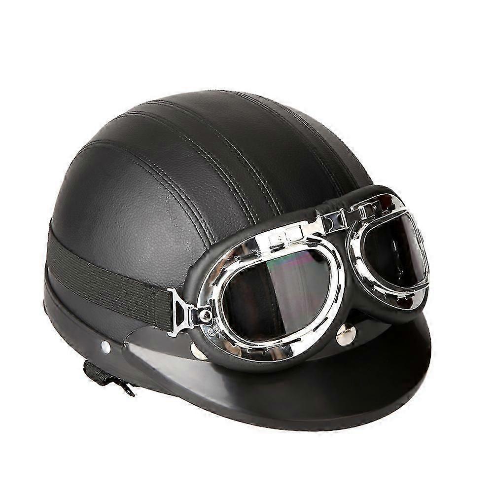 Motorcycle Scooter Open Face With Visor Uv Goggles Retro Vintage 54-60cm