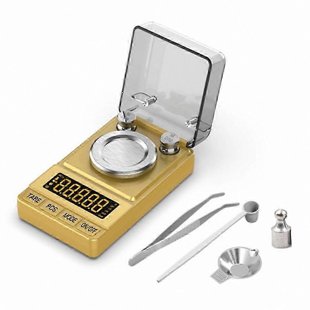 Portable Digital Scale for Jewelry and Gold Powder, 50g Capacity, 0.001g Precision, Includes Calibration Weights