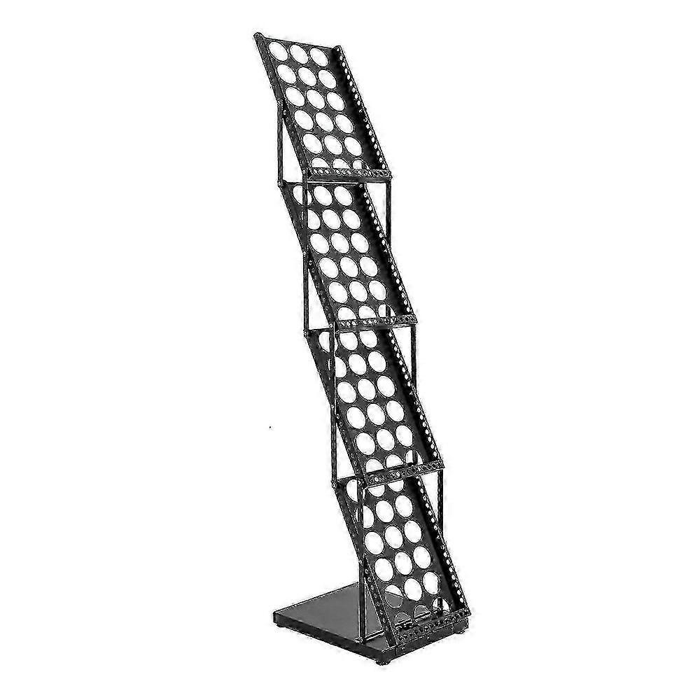4 Tier Iron Magazine Rack with Brochure Display for Office or Library Use