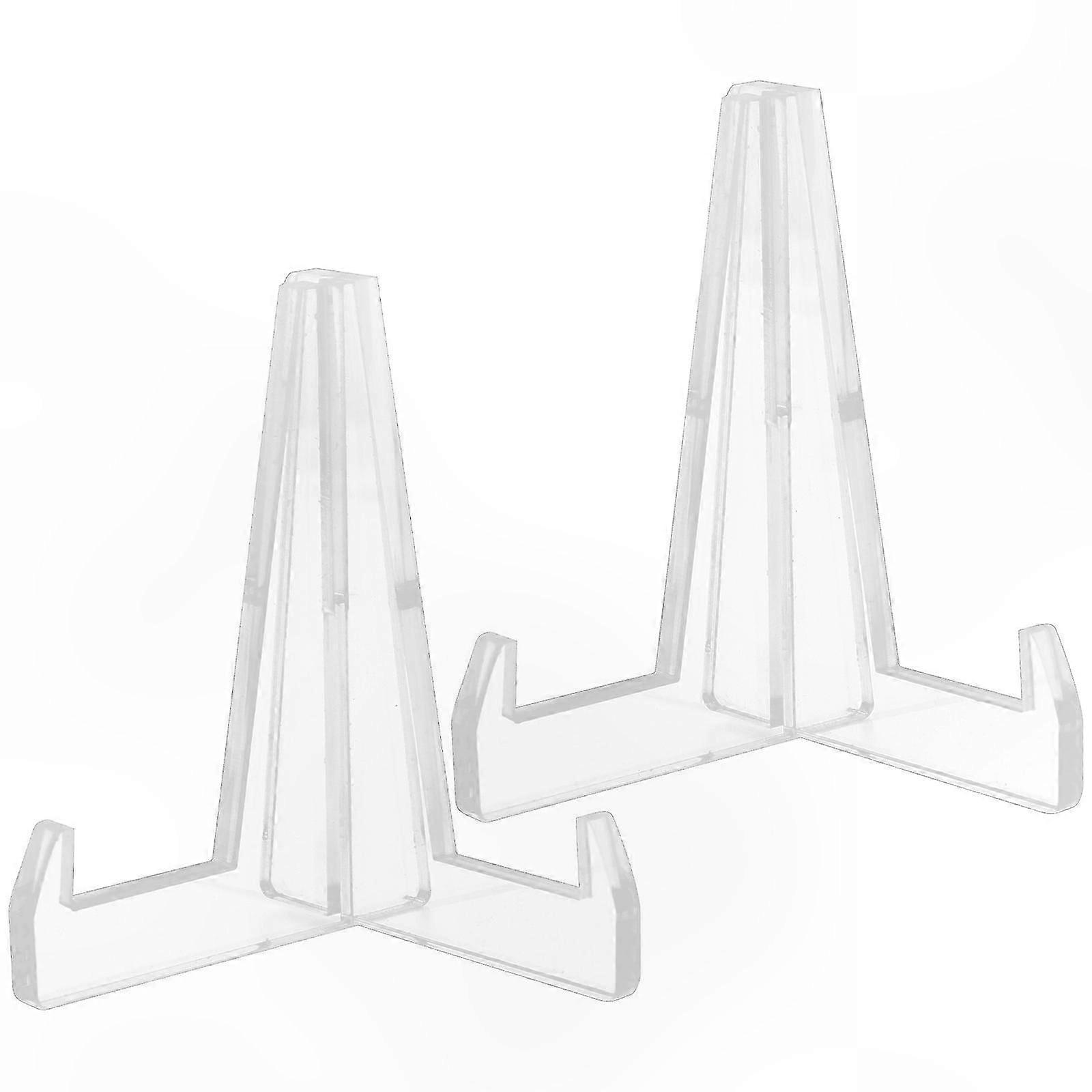 2 Acrylic Easel Stands for Photos Cups & Plates