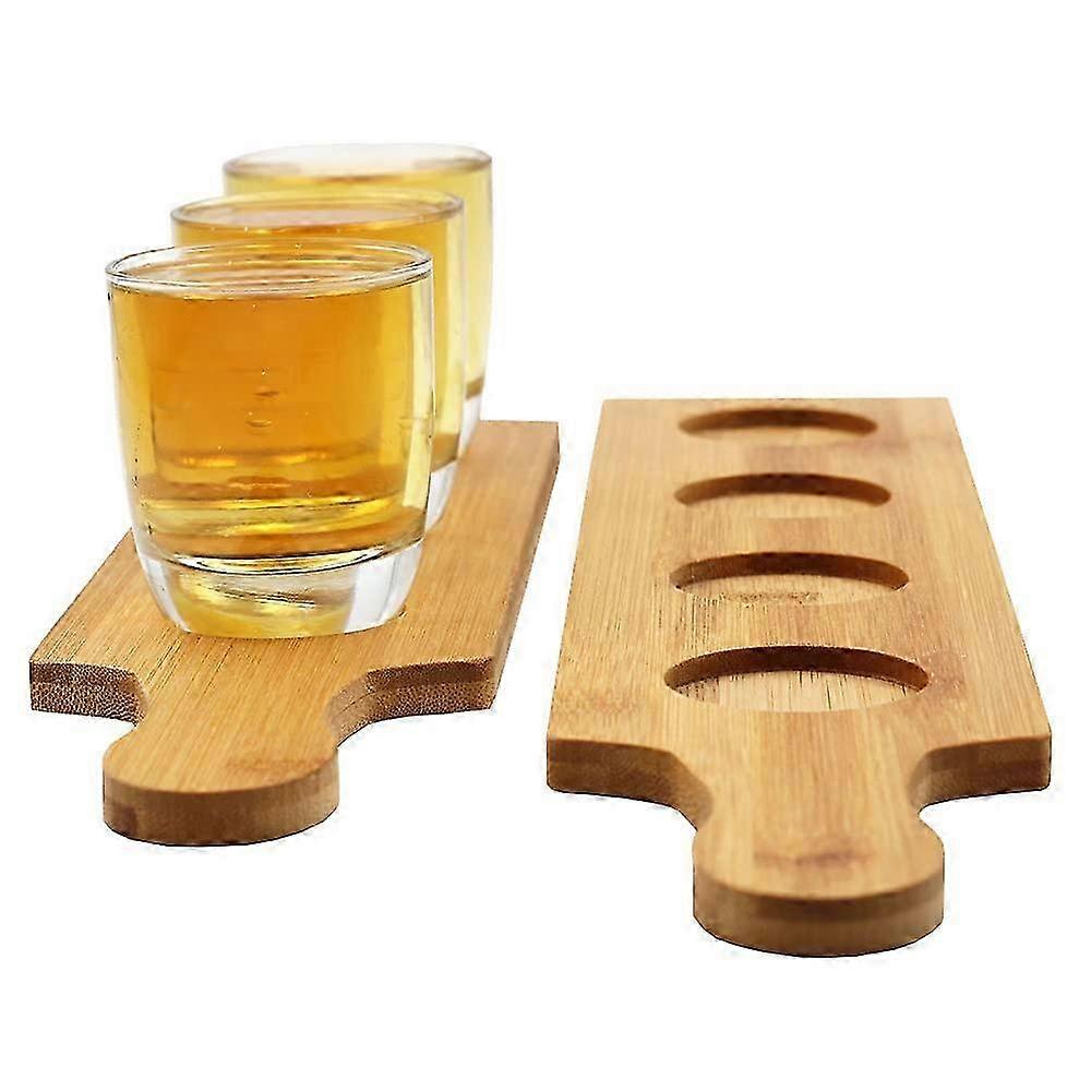 Tasting paddle set for craft beer with 5 wooden boards and stand