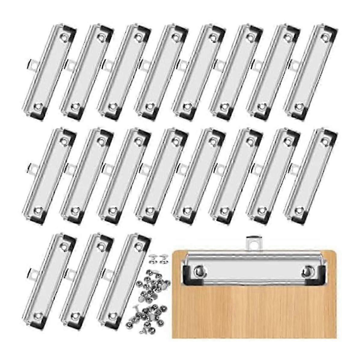 Pack of 20 Clipboard Clips 12cm Fittable Metal Cardboard Clip Hooks for Office, Craft Project Use - KM