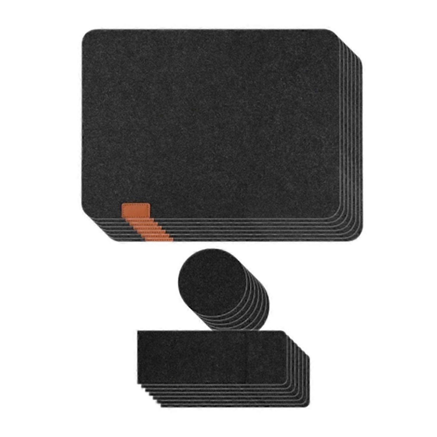 7 Set Washable Felt Placemats Table MatsInsulation Pads Black