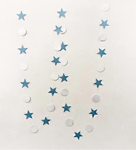 2Pack 13 Feet Glitter Star Garland Banner Decoration Blue Pentagram White Disc, Hanging Bunting Banner For Graduation