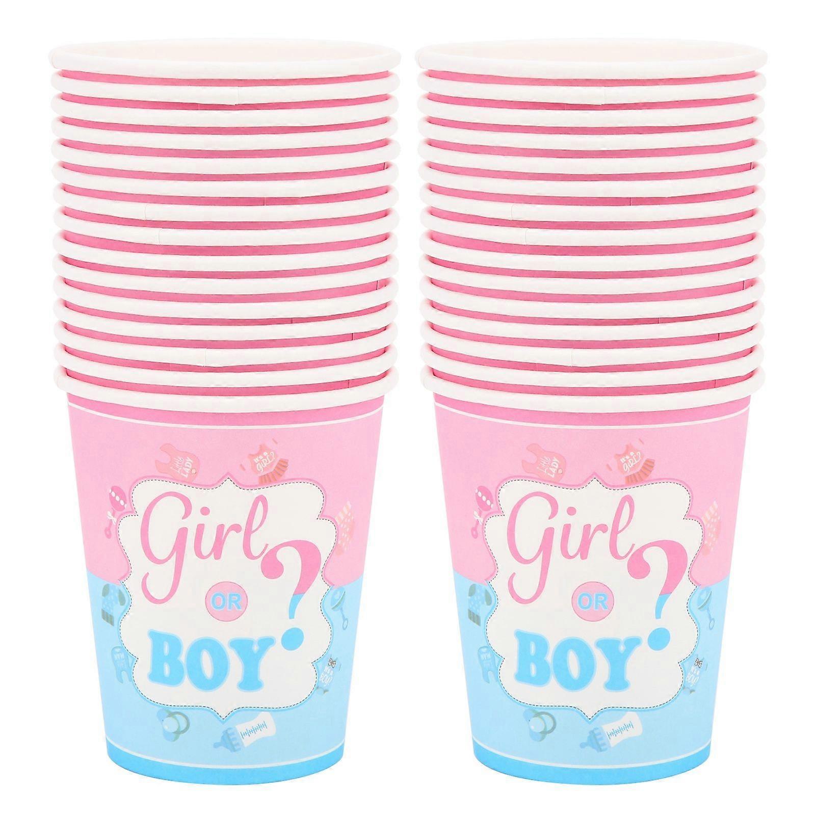 30 Pcs Paper Cups 2 Packs Girl Boy Festive Birthday Accessories for Baby Party Decoration