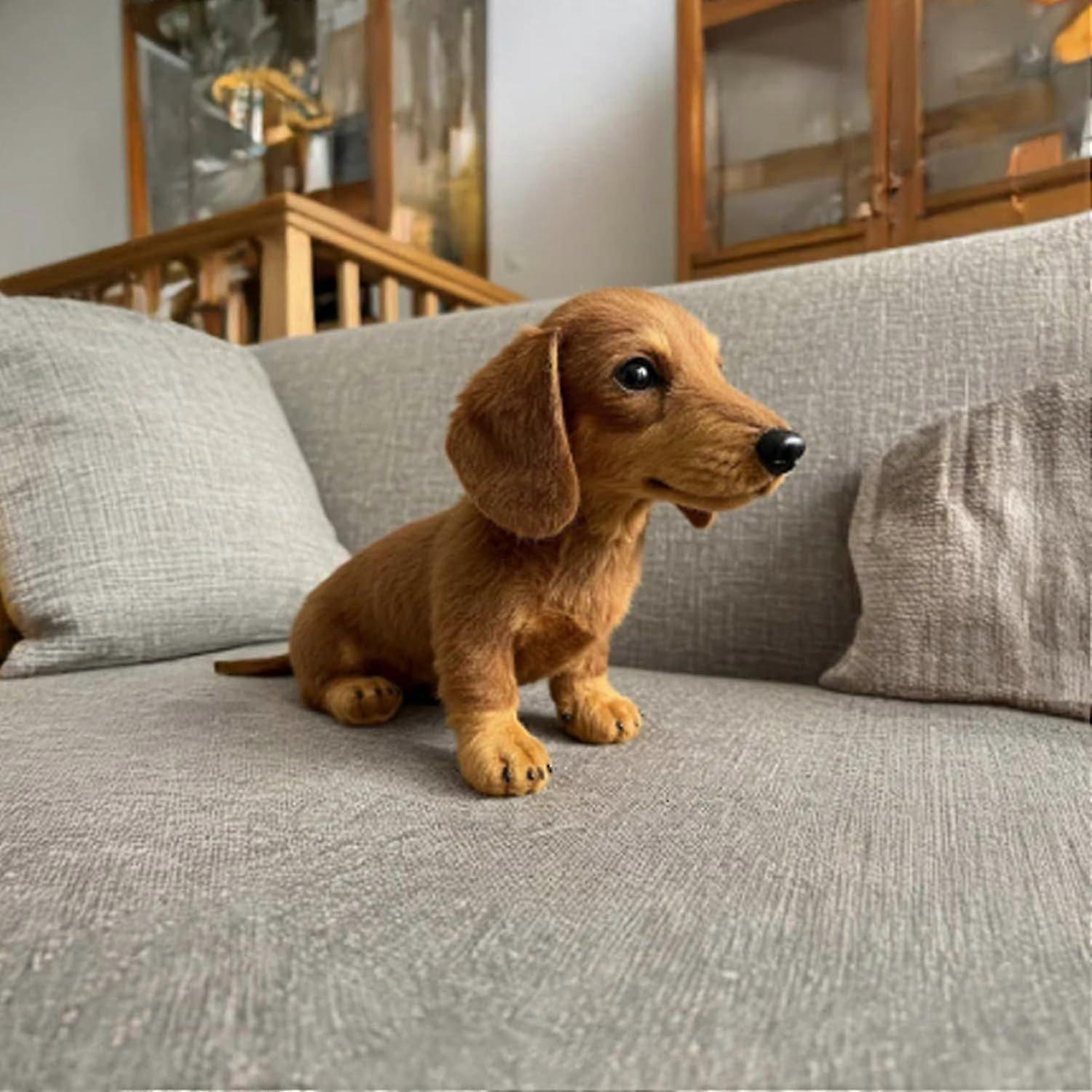 The Dachshund Dog, Emotional Healing on Demand, Realistic Dachshund Dog Plush with Ultra-Soft Fur and Hug-Like Design, Realistic Emotional Companion T