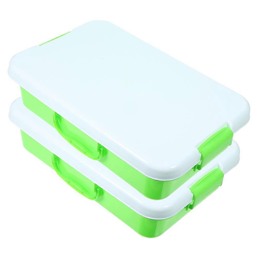 Portable Sand Tray Kids Toy Box for Travel Durable Abs Material Green Color with Lid 2Pcs