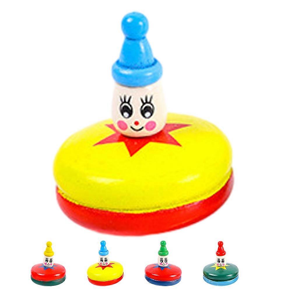 Wooden Gyroscope Toy Cartoon Gyro Toy for Kids 5Pcs Manual