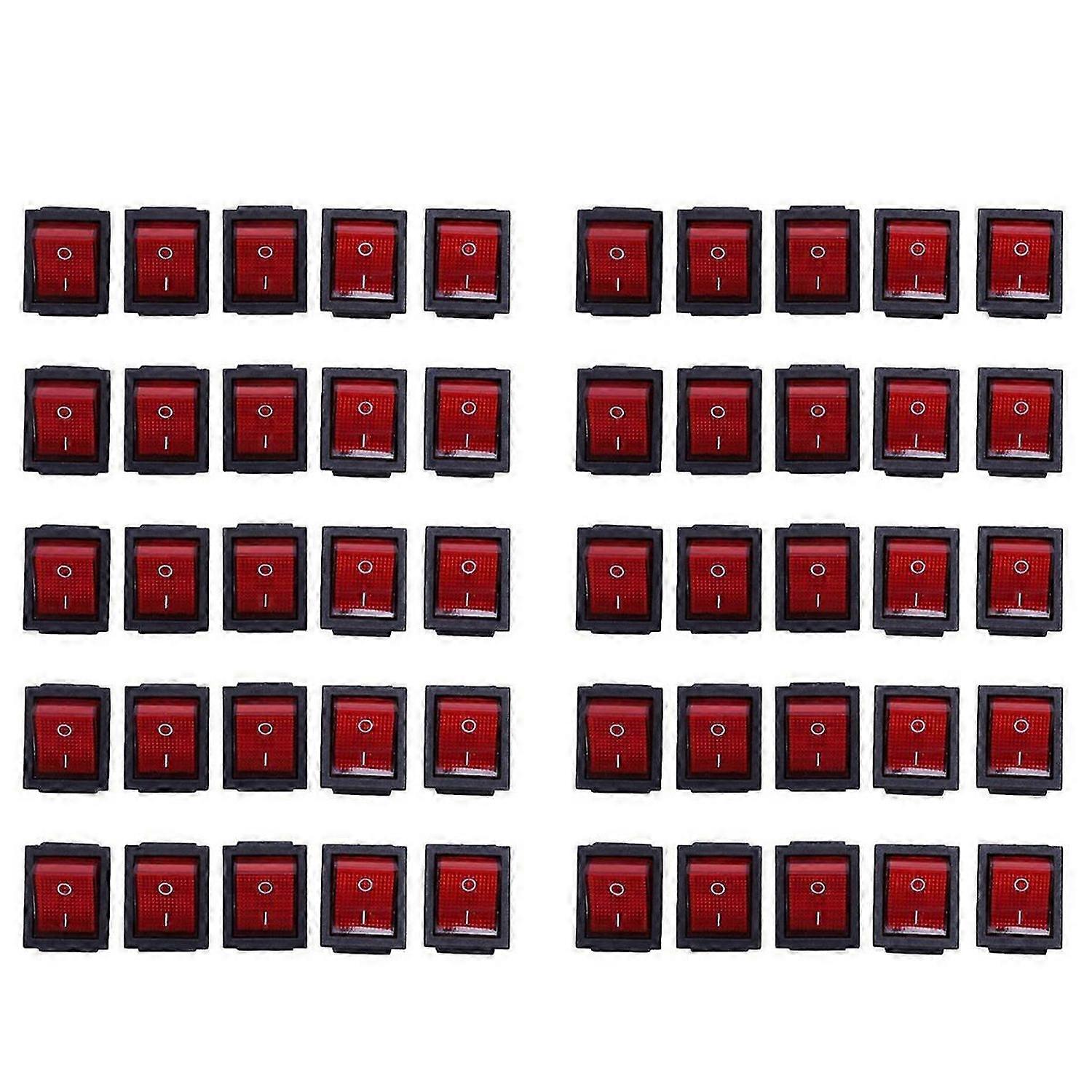5 x Red Illuminated Light On/Off DPST Boat Rocker Switch 16A/250V
