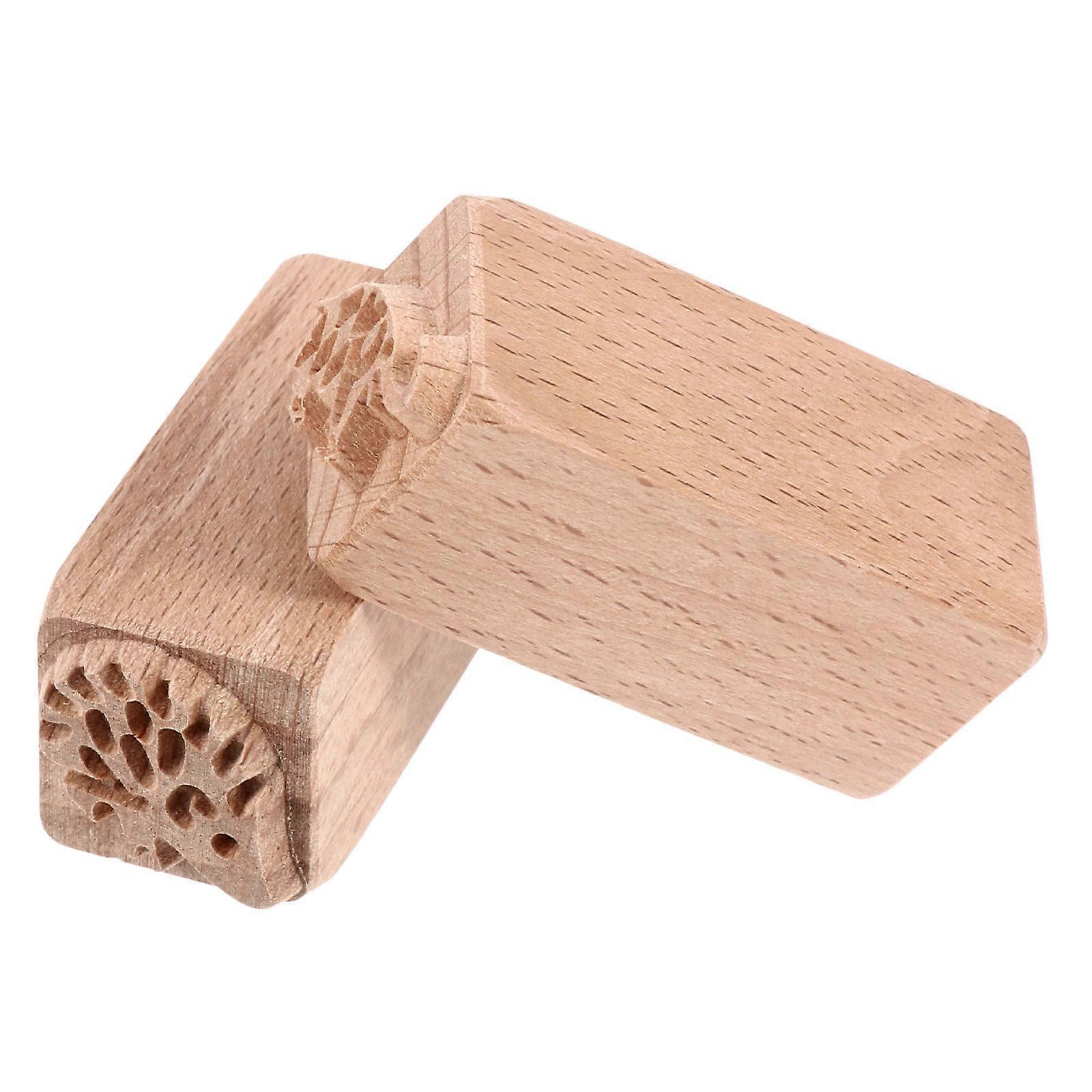 Wooden Seal Practical Wooden Square Seal for Decor Use 2Pcs