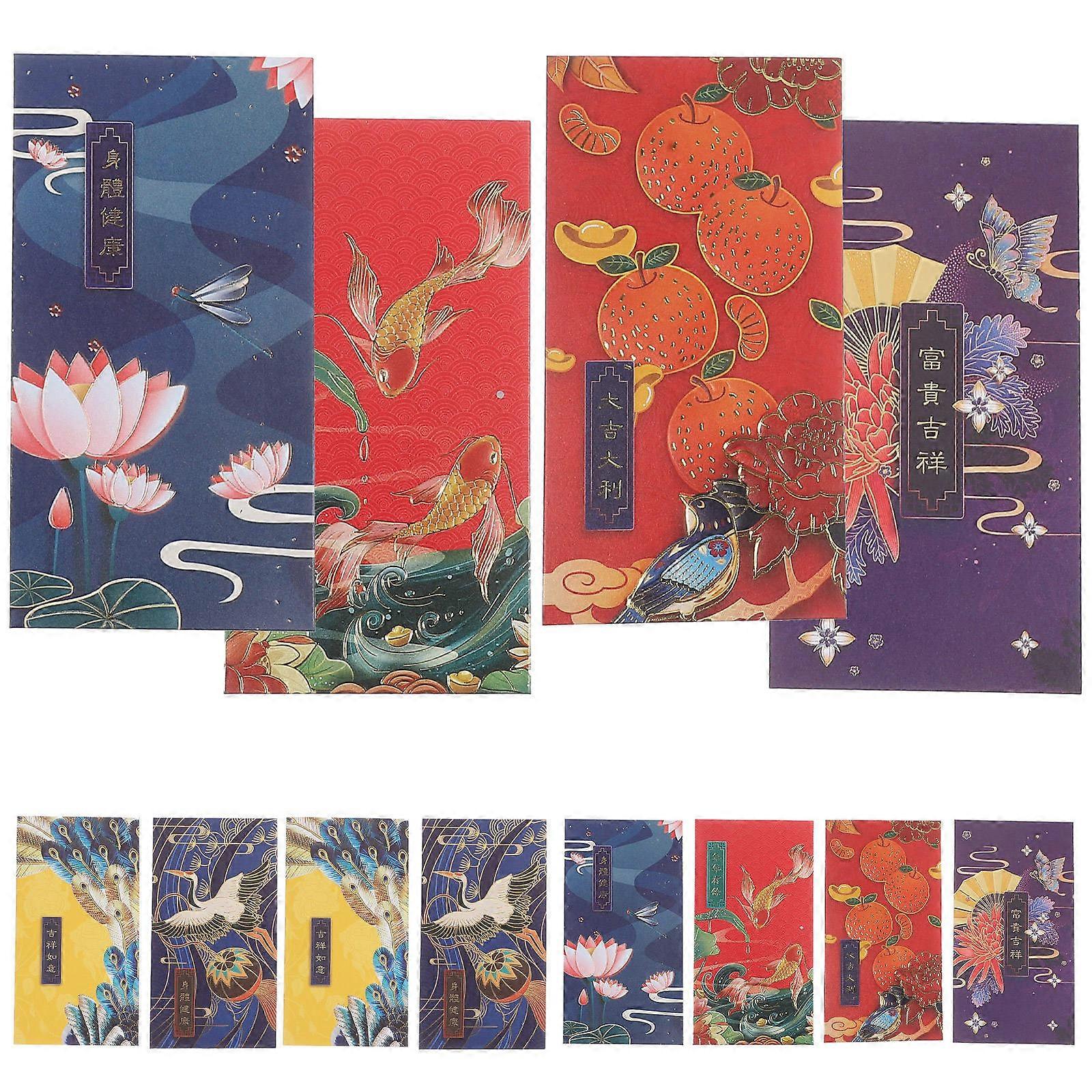 Paper Red Envelope Creative Red Pocket for Spring Festival 12Pcs