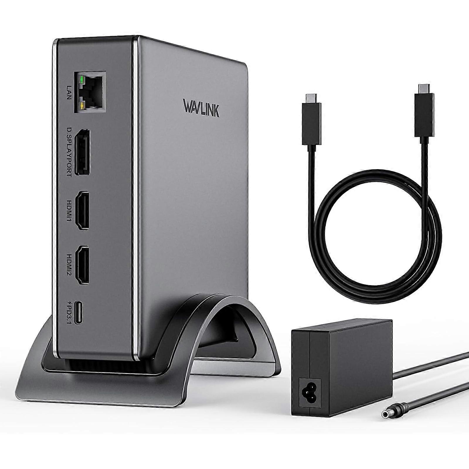 TKdaddy WAVLINK UMD27PRO Laptop Docking Station 2 HD + DP 140W PD Hub Adapter Support 8K 30Hz / 4K 144Hz EU Plug
