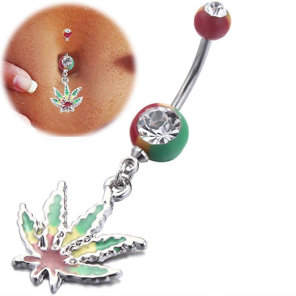 Maple Leaf Belly Button Ring for Decor Use Stainless Steel Umbilical Ring