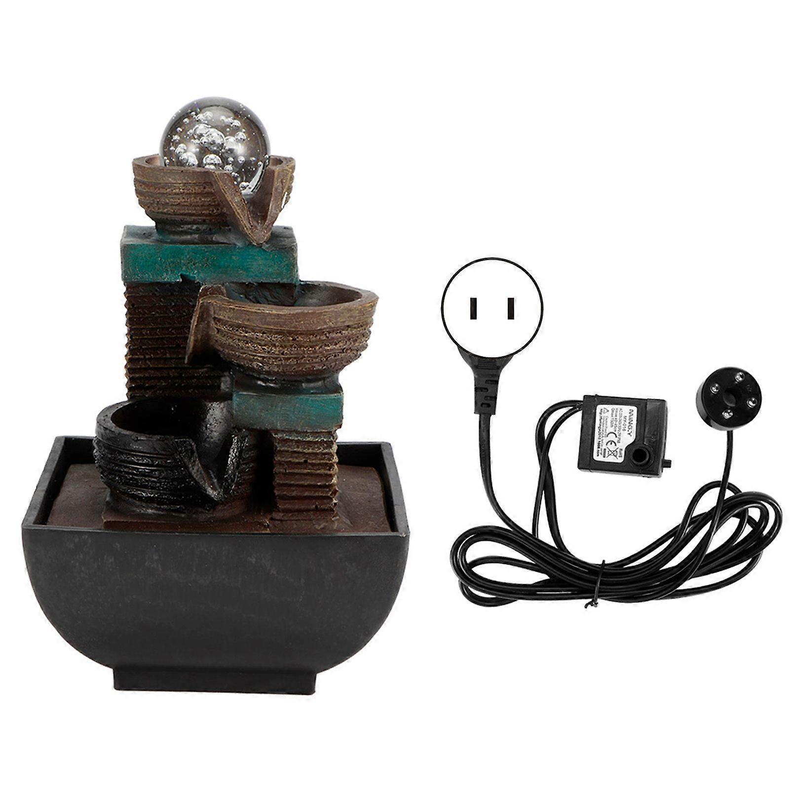 Innovative Resin Indoor Tabletop LED Water Fountain Ornament for Home Office DecorationType 9116 US Plug 110V