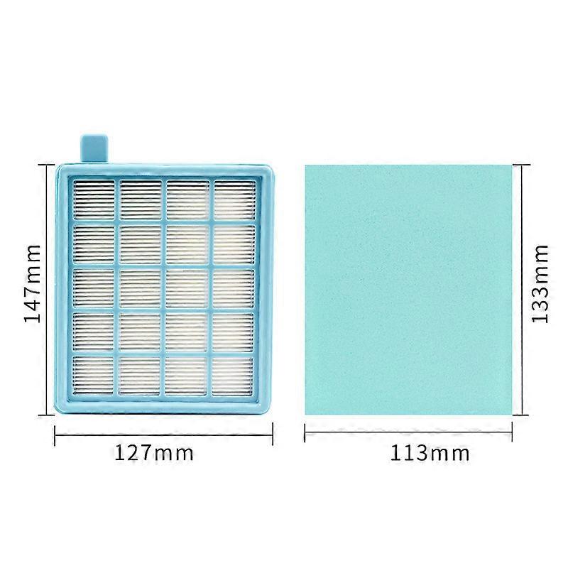 vhbw Filtro compatible con Philips FC9320, FC9321, FC9322, FC9323, FC9324, FC9325, FC9326, FC9327 aspiradora - filtro Hepa blanco azul claro - Reemplaza 9178005623, 432200493801