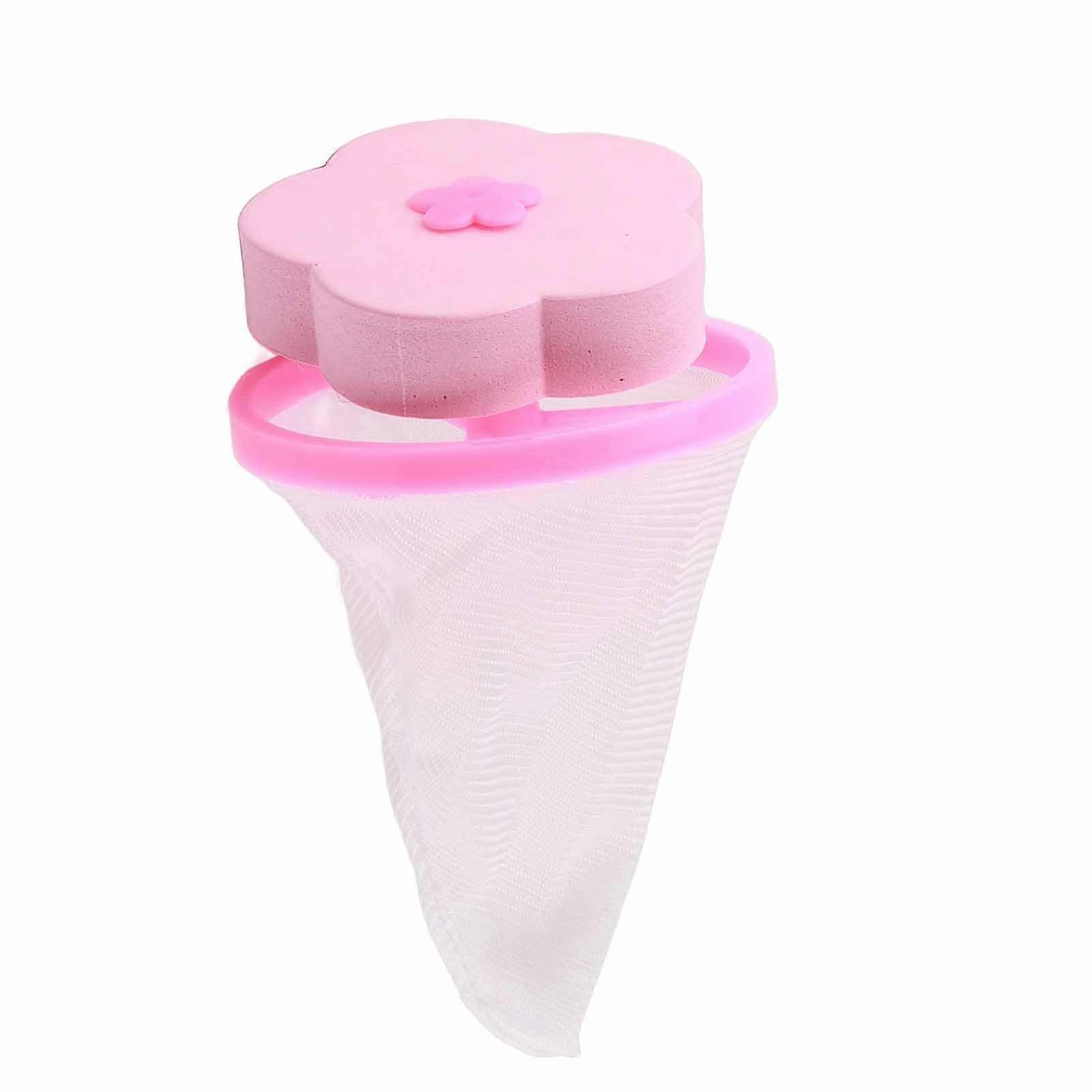 Washing Machine Hair Remover Floating Filter Mesh Bag, Flower Shaped Ball, Red Laundry Room Accessory