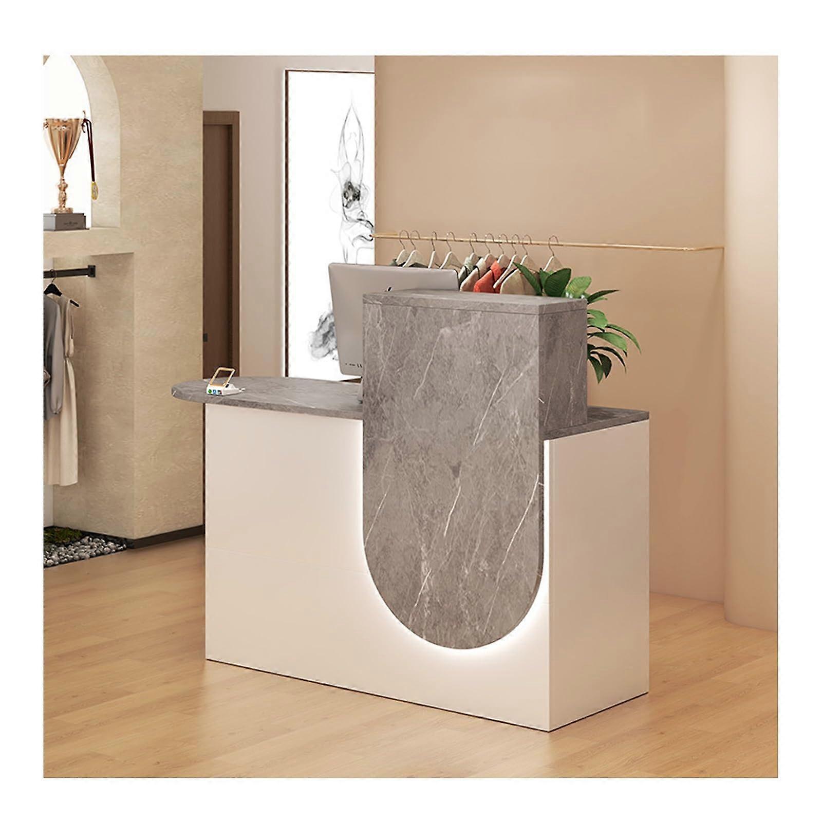 LShaped Reception Desk with Drawers RightFacing 140 cm 55.1 in Office Counter Easy Assembly Modern Splicing
