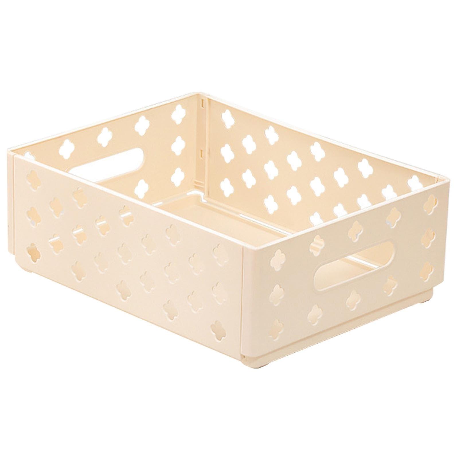 Small Storage Baskets, Folding Storage Basket Set, Portable Creamy Snack Organizer for Home and Office Use, Versatile Size