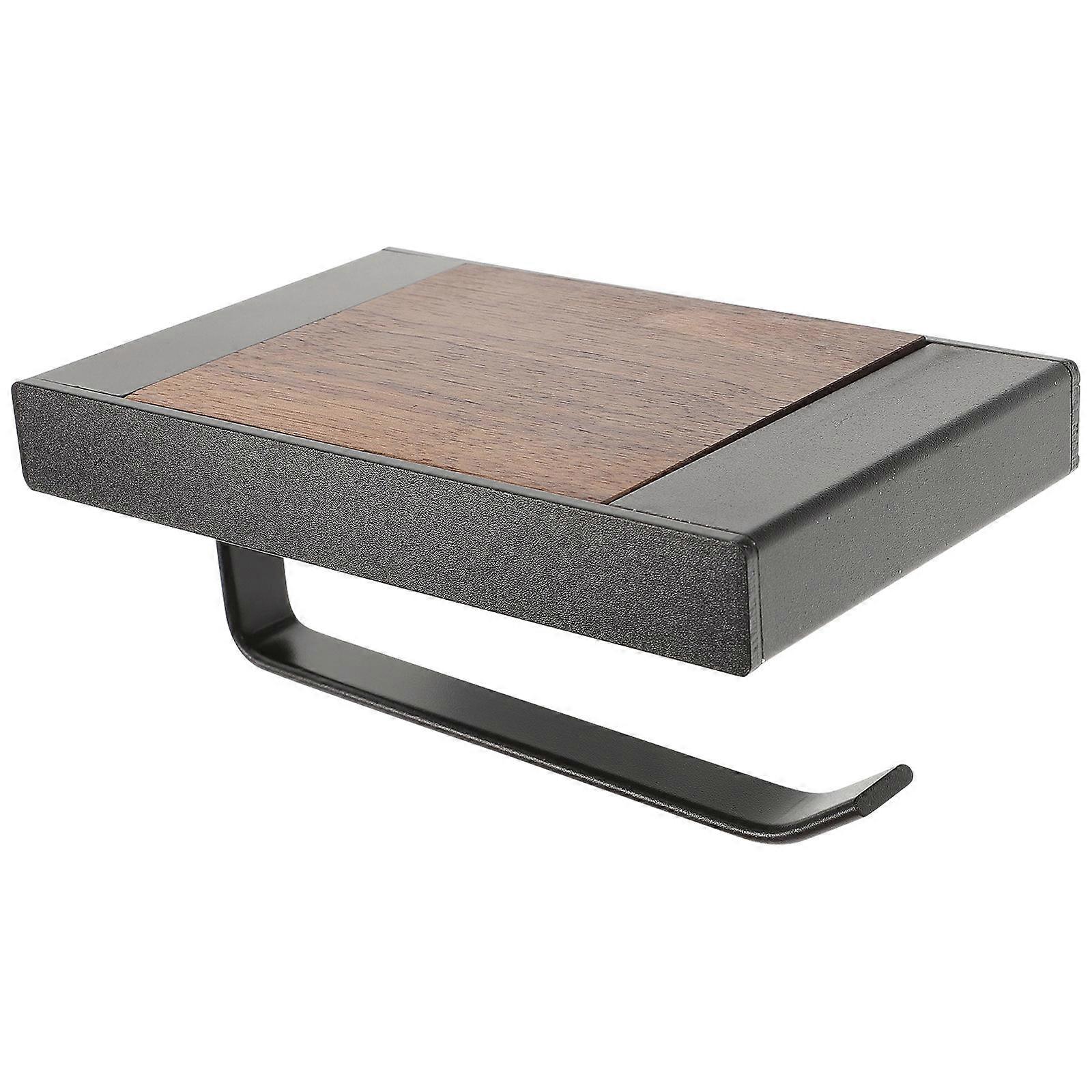 Wall-Mounted Toilet Paper Holder 3Pcs Rectangular Black Rack Household Bathroom 16.5X10CM Functionality