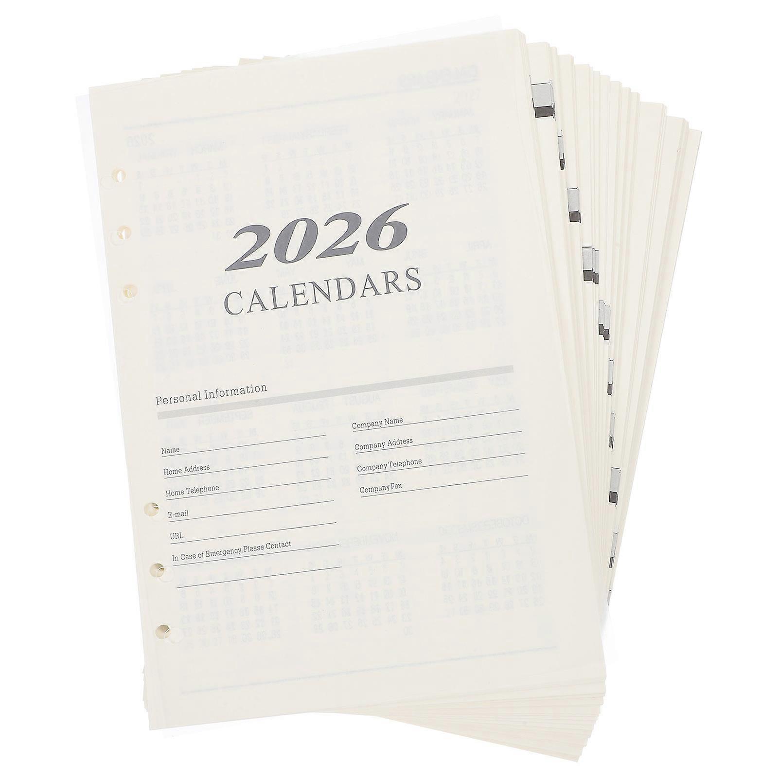 Pages de planification rechargeables pour usage professionnel, format A5, planification quotidienne, blanc, 1 lot