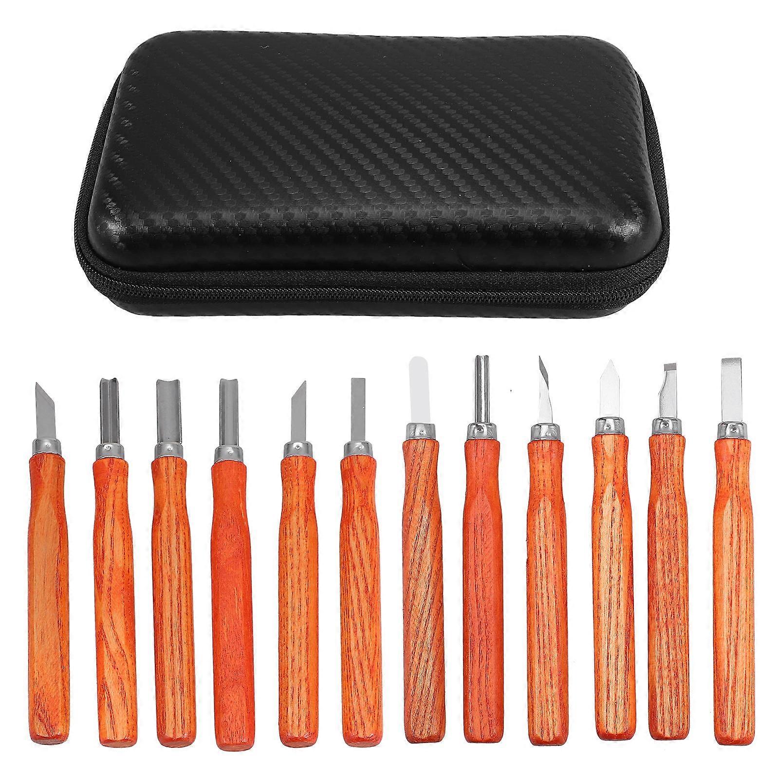 Set For Art Students And Craft Enthusiasts Brown Ergonomic Handle Wood 5 Sets