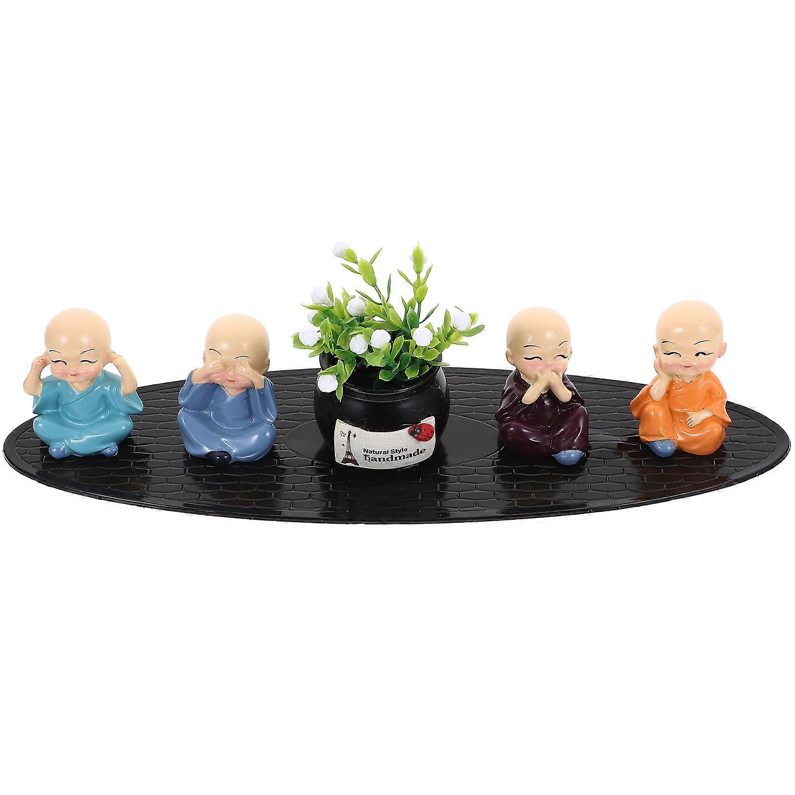 Monk Decorative Props Resin Small Monk Ornaments for Car 4Sets