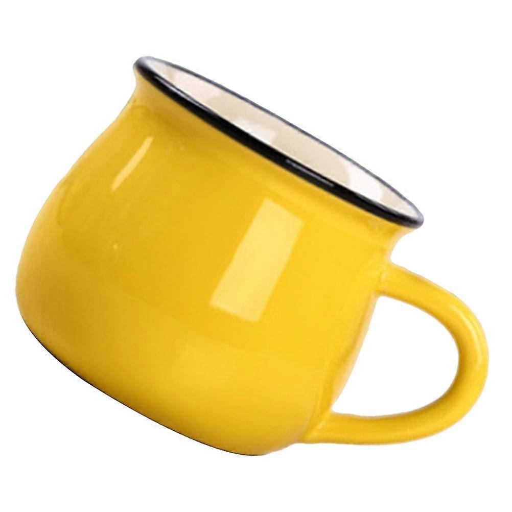 Ceramic Coffee Cup for Drinking 2Pcs Yellow Household Tea Mug Set