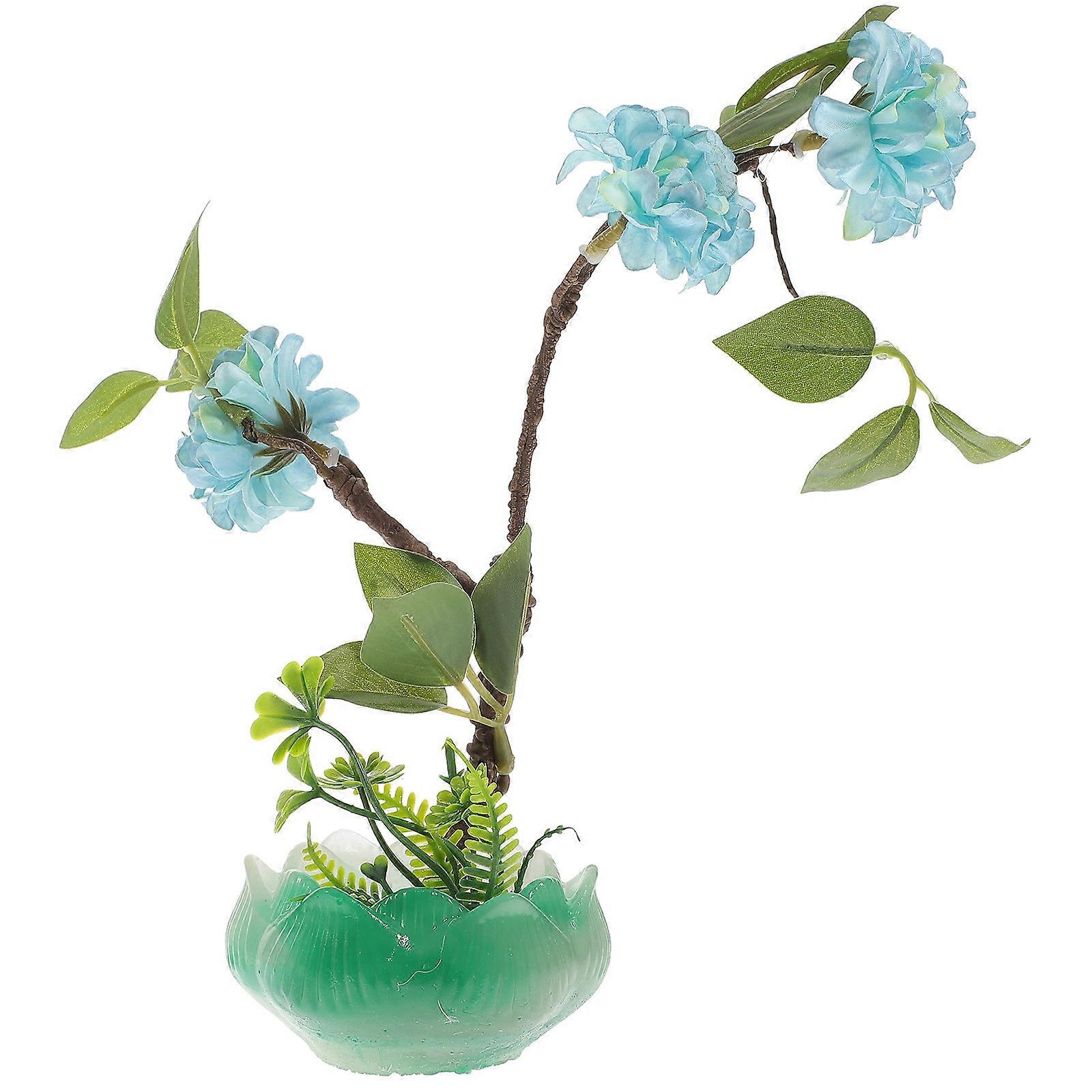 Blue Sushi Plate Flower Craft for Decor 2Pcs Simulation Flower Decor