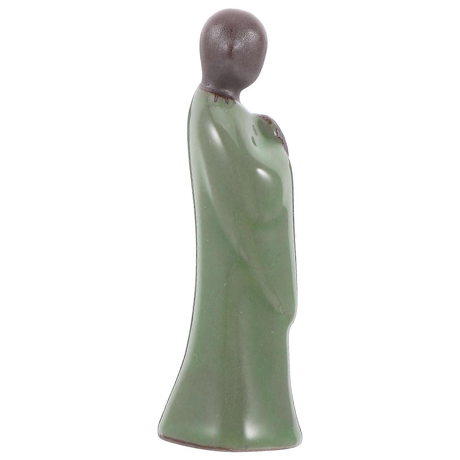 Chinese Monk Statue for Garden Decor with 5Pcs Mini Figurine Set