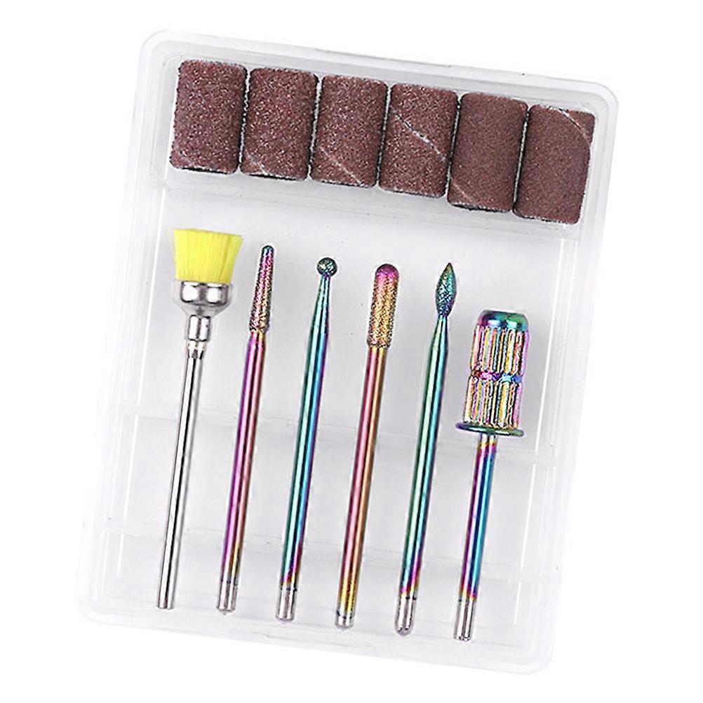 Nail Drill Bits Set Tungsten Alloy Nail Drill Bits for Use 2Sets Brown