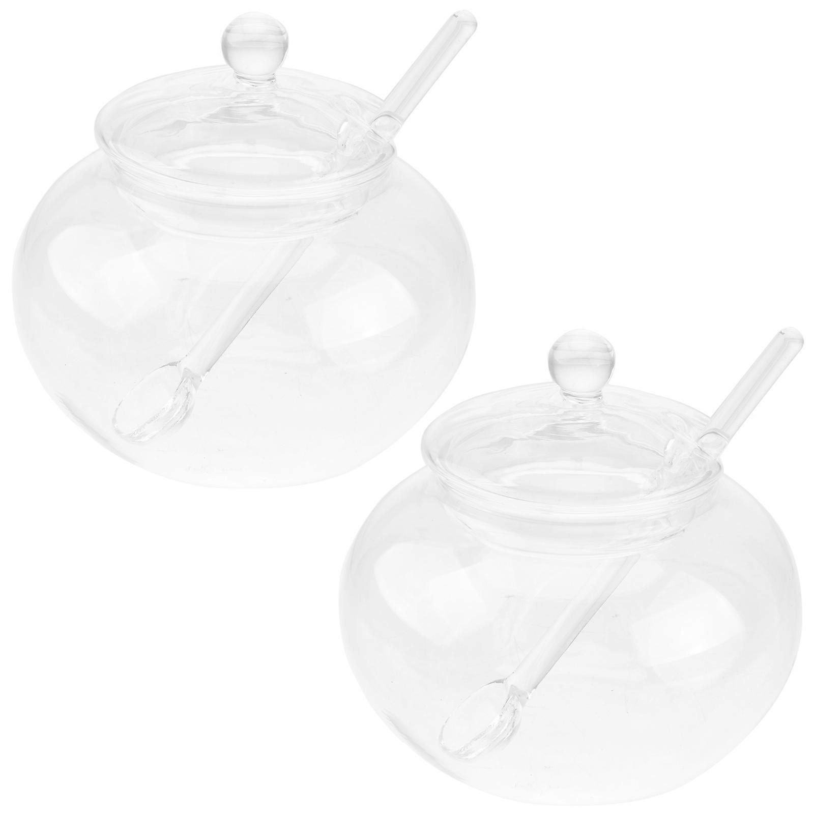 6Sets Glass Seasoning Jar for Storage with Spoon Transparent Material