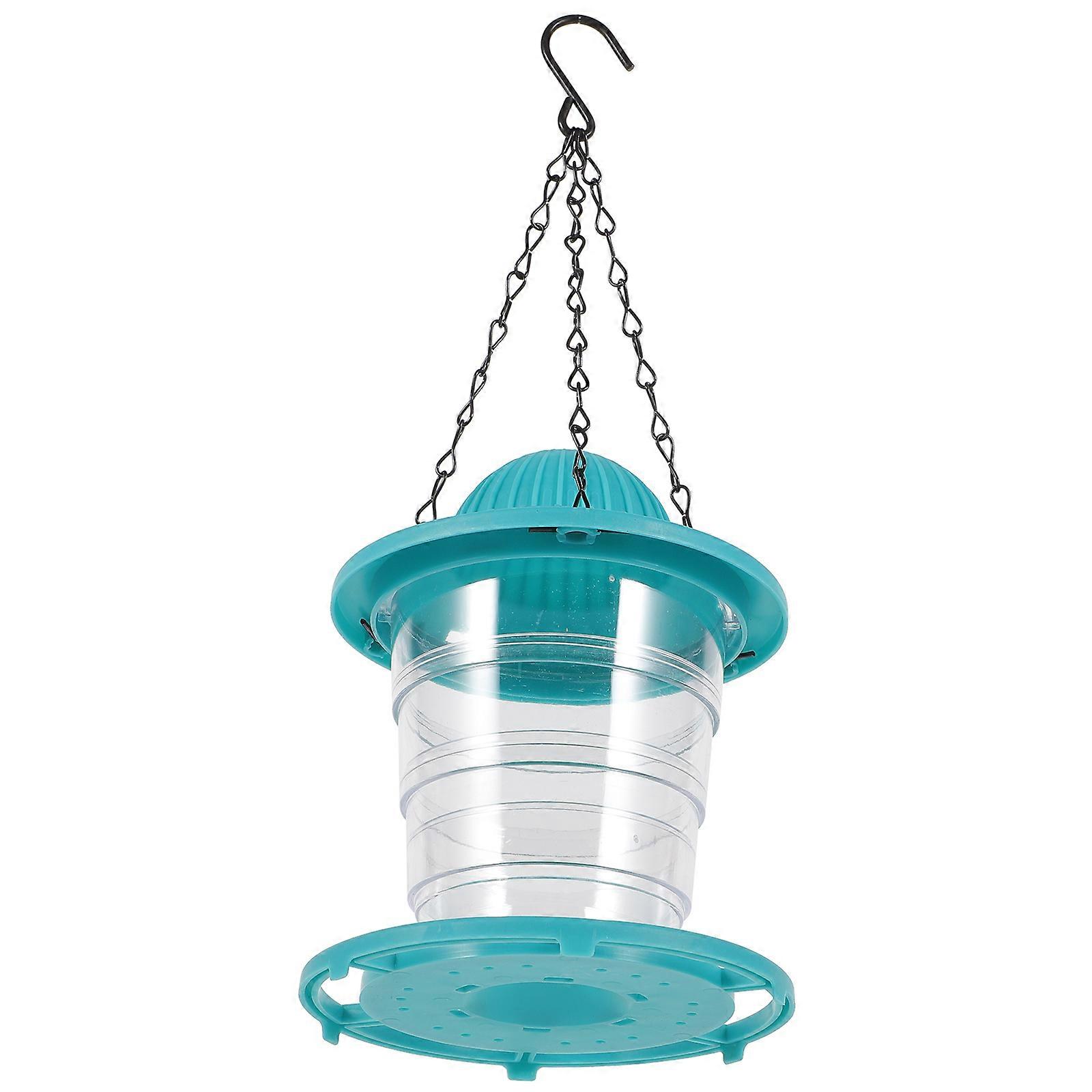 Green Automatic Bird Feeder Plastic Parrot Feeder for Feeding Garden Hanging